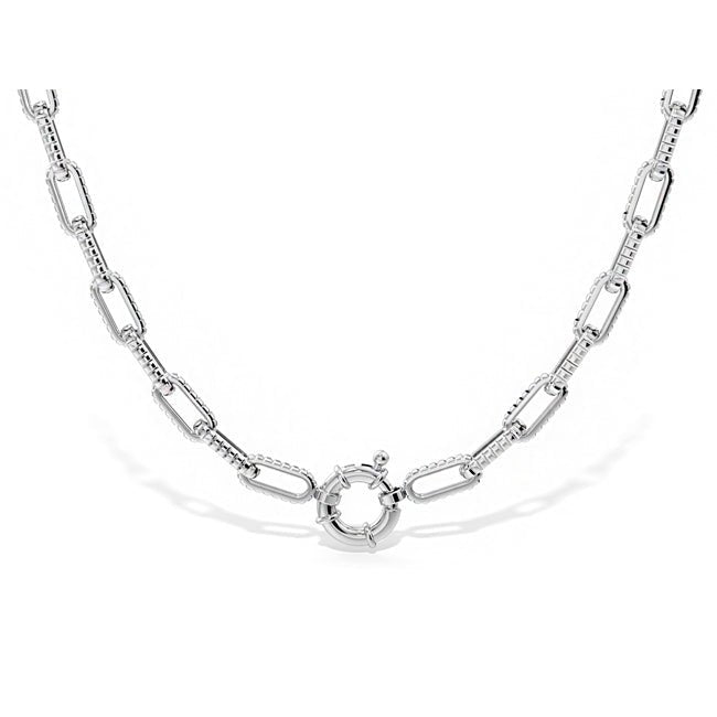 14k Solid White Gold Regency Necklace (12.0.gr.tw) - JewelryNest