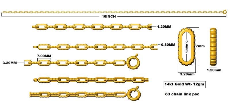 14k Solid White Gold Regency Necklace (12.0.gr.tw) - JewelryNest