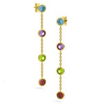 14k Multi Round Gemstones Dangle Earrings (2.0.cts.tw) - JewelryNest