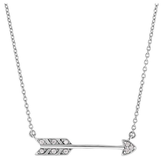 Sterling Silver White Diamond Arrow Necklace (0.0.9.ct.tw) - JewelryNest