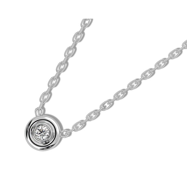 14k Gold Diamond Donut Bezel Solitaire Necklace (0.50.ct.tw) - JewelryNest