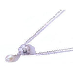 14k Gold Diamond Daisy Pearl Necklace (0.03.ct.tw) - JewelryNest