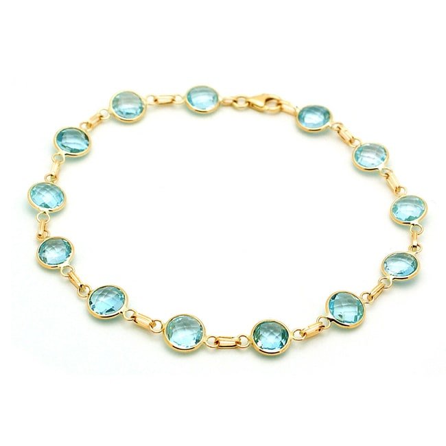 14k Yellow Swiss Blue Topaz Stationary Bracelet (16.25.cts.tw) - JewelryNest