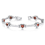 14k White Gold Heart - Shaped Garnet Bars Bracelet (2.10.cts.tw) - JewelryNest