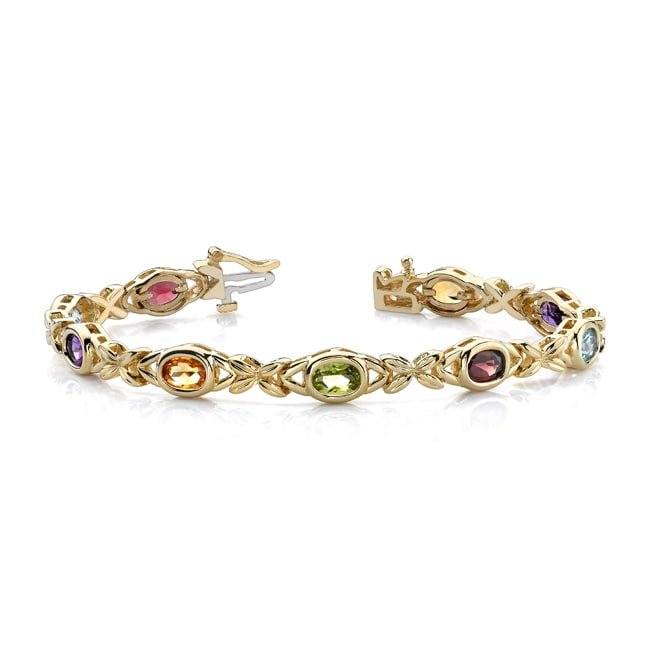 14k Gold Oval Semi - Precious Bracelet (7.20.cts.tw) - JewelryNest
