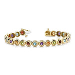 14k Gold Multi - Color Gemstone Bracelet (6.0.cts.tw) - JewelryNest