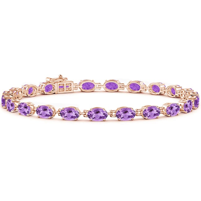 14k Gold Oval Amethyst Stone Bracelet (12.60.cts.tw) - JewelryNest
