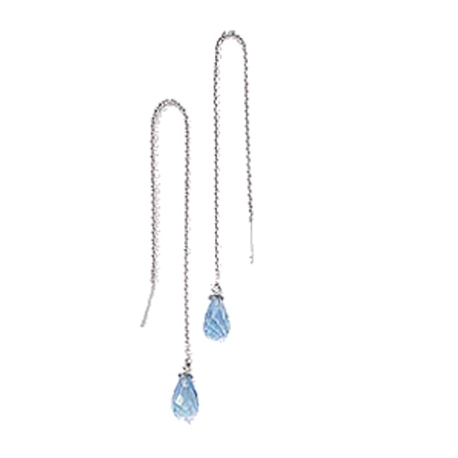 14k Swiss - Blue Briolette Tread Earrings (5.0.cts.tw) - JewelryNest