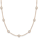 14k Rose Gold Round Diamonds Stationary Necklace (0.70.ct.tw) - JewelryNest