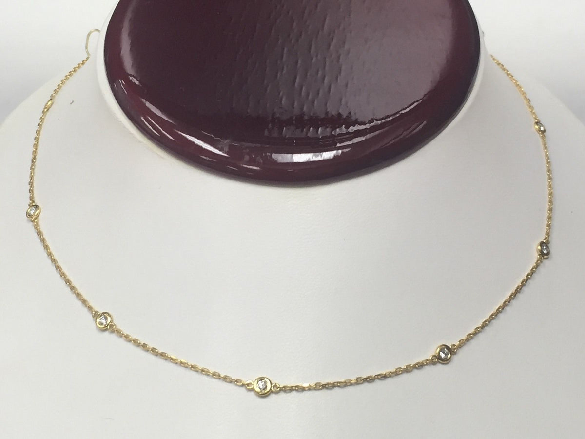 14k Rose Gold Round Diamonds Stationary Necklace (0.70.ct.tw) - JewelryNest