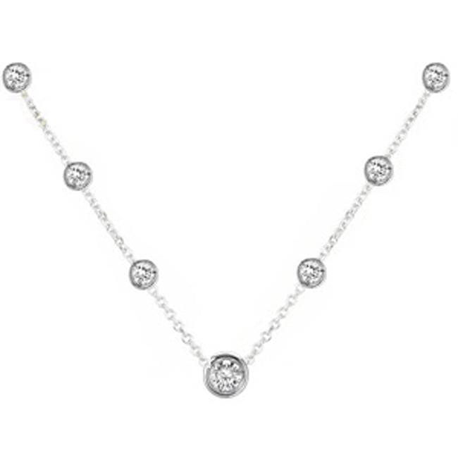 14k Gold Round Diamond By The Yard Necklace (0.85.ct.tw) - JewelryNest