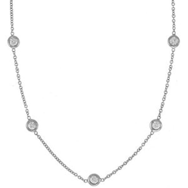 14k White Round Diamond By The Yard Necklace (0.50.ct.tw) - JewelryNest