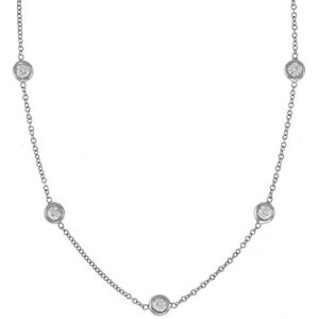 14k Solid Gold Round Diamond By The Yard Necklace (0.25.ct.tw) - JewelryNest