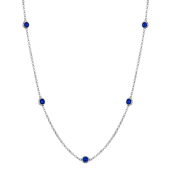 14K Round Sapphire By the Yard Necklace (1.45.cts.tw) - JewelryNest