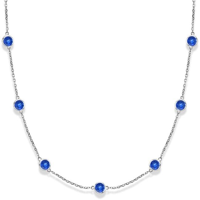 14k White Gold Sapphire By the Yard Necklace (2.31.cts.tw) - JewelryNest