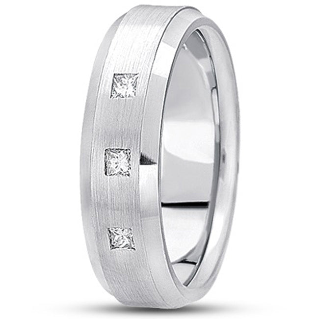 14k Gold Princess Cut Diamond Wedding Band (0.18 ct.tw) - JewelryNest