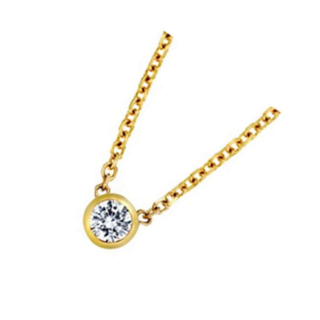14k Solid Gold Round Diamond Solitaire Necklace (0.25.ct.tw) - JewelryNest