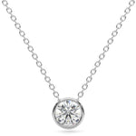 14k Solid Gold Round Diamond Solitaire Necklace (0.50.ct.tw) - JewelryNest