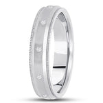 14k White Gold Round Diamond Milligrain Wedding Band (0.10 ct.tw) - JewelryNest