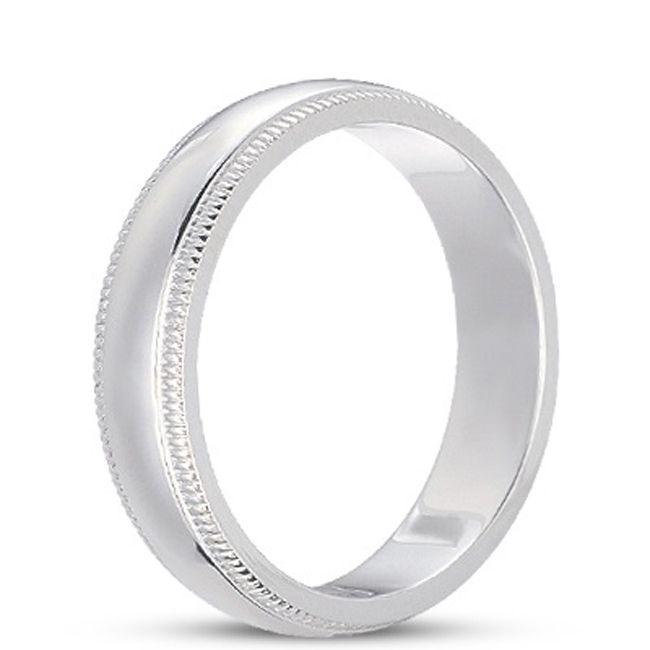 14k Gold Dome Comfort Fit Miligrain Wedding Band (8.0.mm) - JewelryNest