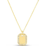 14K Yellow Gold Diamond Octagon Tag Necklace (0.019.ct.tw) - JewelryNest