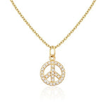 14k Yellow Gold Diamond Peace Sign Necklace (0.25.ct.tw) - JewelryNest