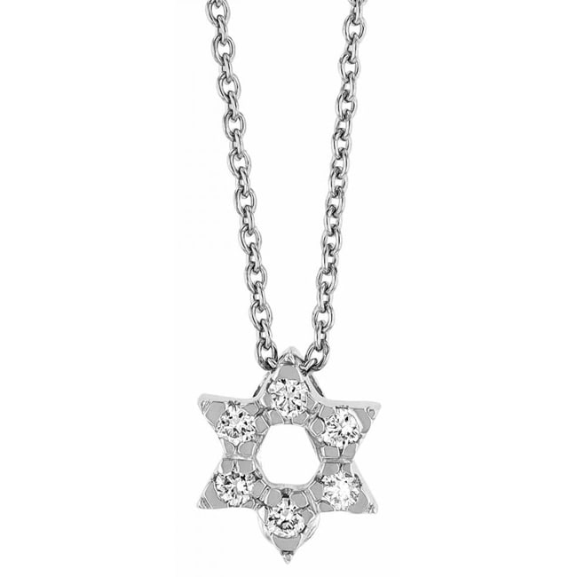 14k Gold Open Diamond Star Of David Necklace (0.12.ct.tw) - JewelryNest
