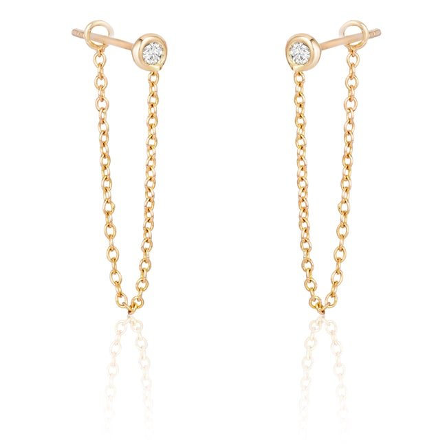 14k Gold Round Tread Diamond Chandelier Earring (0.10.ct.tw) - JewelryNest