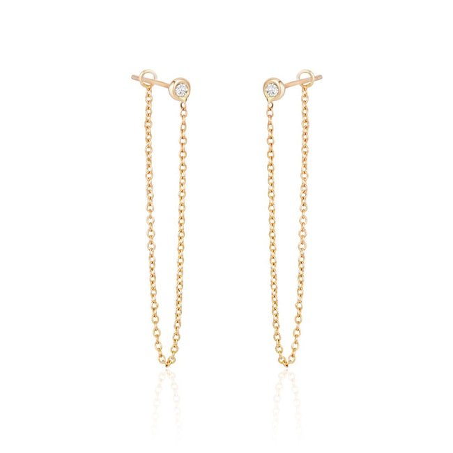 14k Round Diamond Chandelier Tread Earring (0.20.ct.tw) - JewelryNest