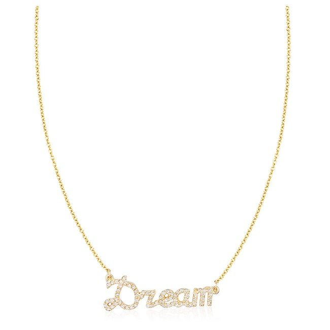 14k Yellow Gold Designer Diamond Dream Bar Name Necklace (0.27.ct.tw) - JewelryNest