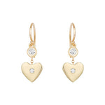 14k Gold Heart - Shaped Diamond Drop Earrings (0.12.ct.tw) - JewelryNest