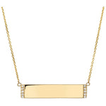 14k Halo Plain Bar Diamond Accented Disc Necklace (0.20.ct.tw) - JewelryNest