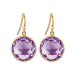 14k Gold Round Amethyst Dangle Drop Earring (14.0.cts.tw) - JewelryNest