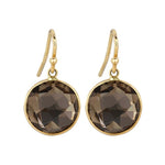 14k Gold Round Smoky Topaz Dangle Earring (14.0.cts.tw) - JewelryNest
