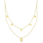 14K Yellow Gold Puffed Heart Multi - Strand Necklace (6.10.gr.tw) - JewelryNest