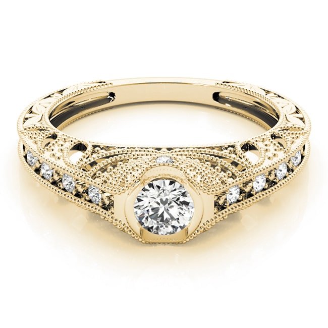 14K Yellow Gold Vintage Lab - Grown Diamond Engagement Ring (0.35.ct.tw) - JewelryNest