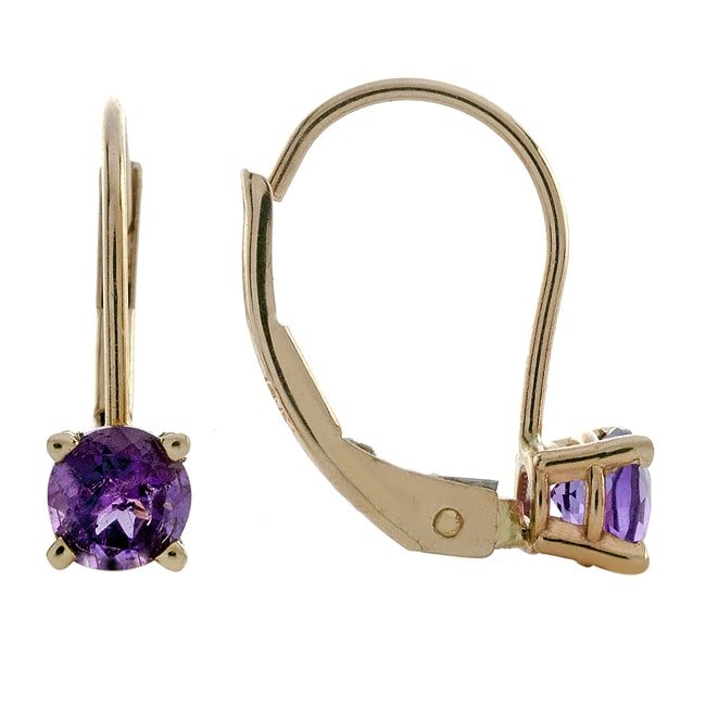 14k Gold Round Amethyst European Back Earring (0.50.ct.tw) - JewelryNest