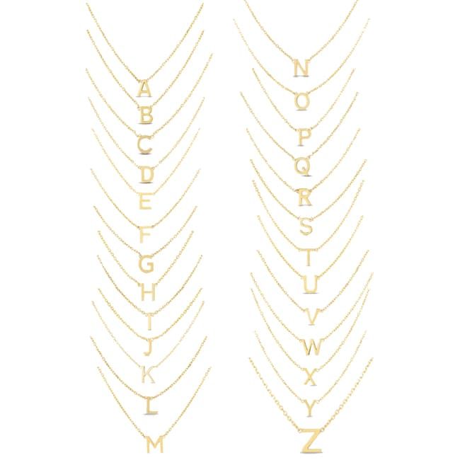 14k Yellow Gold Mini Initial Letter Necklaces - JewelryNest