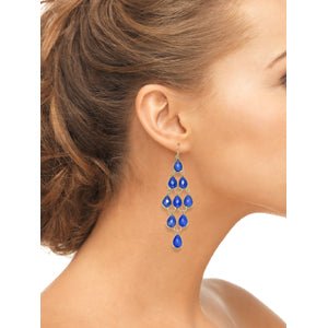 Sterling Silver Blue Chalcedony Chandelier Earrings (17.0.cts.tw) - JewelryNest