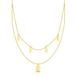 14K Yellow Multi - Strand Layered Oval Dome Disc Necklace (5.6.gr.tw) - JewelryNest