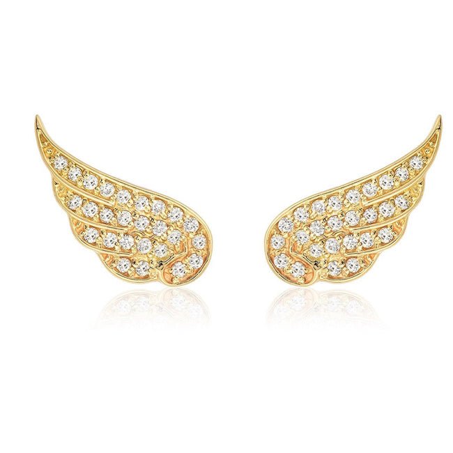 14K Diamond Angel Wings Climber Earrings (0.50.ct.tw) - JewelryNest