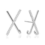 14k White Gold Single Raw Diamond Criss Cross Earring (0.39.ct.tw) - JewelryNest