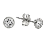 14k Gold Round Triple A Cubic - Zirconia Bezel Earrings Stud (1.0.ct.tw) - JewelryNest