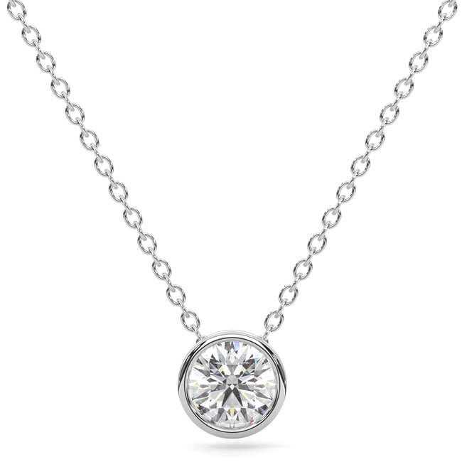 14k Diamond Tapered Bezel Solitaire Necklace (0.40.ct.tw) - JewelryNest