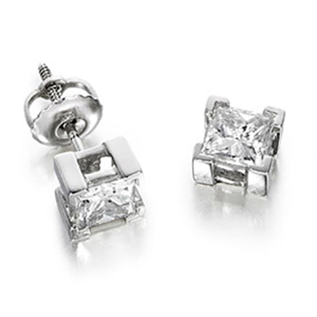 14k Solid Gold Princess Cut Diamond Stud (0.50.ct.tw) - JewelryNest