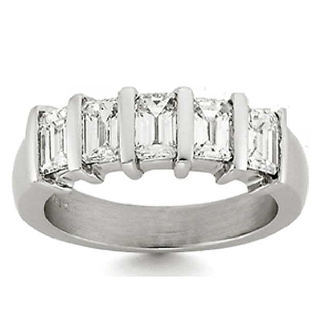 14k Gold 5 Stone Emerald Cut Diamond Band (1.0.ct.tw) - JewelryNest