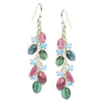 14k Gold Colored Tourmaline Blue - Topaz Earrings (14.75.cts.tw) - JewelryNest
