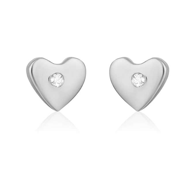 14k Solid Gold Flat Heart-Shaped Diamond Earrings (0.04.ct.tw)
