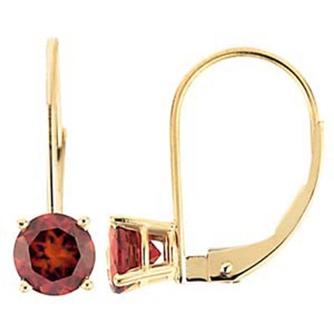 14k Gold Round Garnet European Back Earring (7.0.cts.tw) - JewelryNest