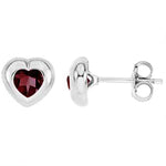 14k Gold Garnet Heart Shape Bezel Stud Earring (1.0.ct.tw) - JewelryNest